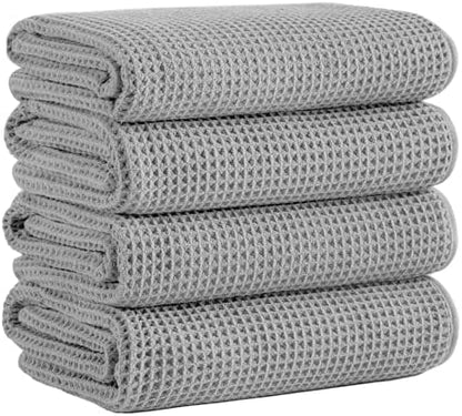 Microfiber Waffle Bath Towels, 4 Pieces, Soft, Absorbent, Fast Drying, Lint Free 430 GSM (27''x55''/68.58 cm x139.7 cm)