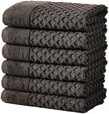 Great Bay Home Hand Towels - 100% Cotton 6 Pack 26x16 Hand Towel Set - Absorbent, Durable, Quick-Dry Towels for Bathroom (Midnight)