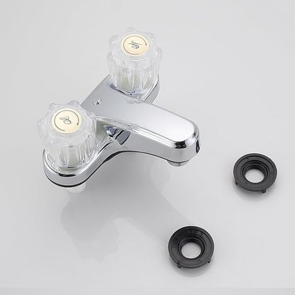 RV Two Handle Bathroom Sink Faucet with Clear Acrylic Knobs - 2-Handle (Chrome)