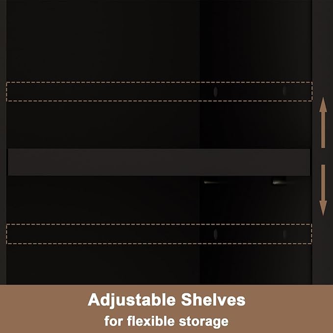 ChooChoo Narrow Bathroom Storage Cabinet with Adjustable Shelves, Tall Storage Cabinet with 2 Doors and 1 Drawer, Freestanding Cupboard for Small Spaces, Black