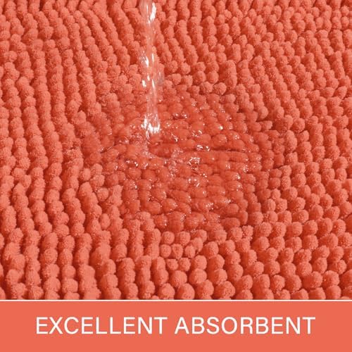 LOCHAS Luxury Bathroom Rug Shaggy Bath Mat 24 x 60 Inch, Peach