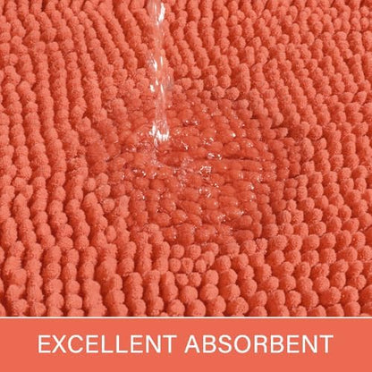 LOCHAS Luxury Bathroom Rug Shaggy Bath Mat 24 x 60 Inch, Peach
