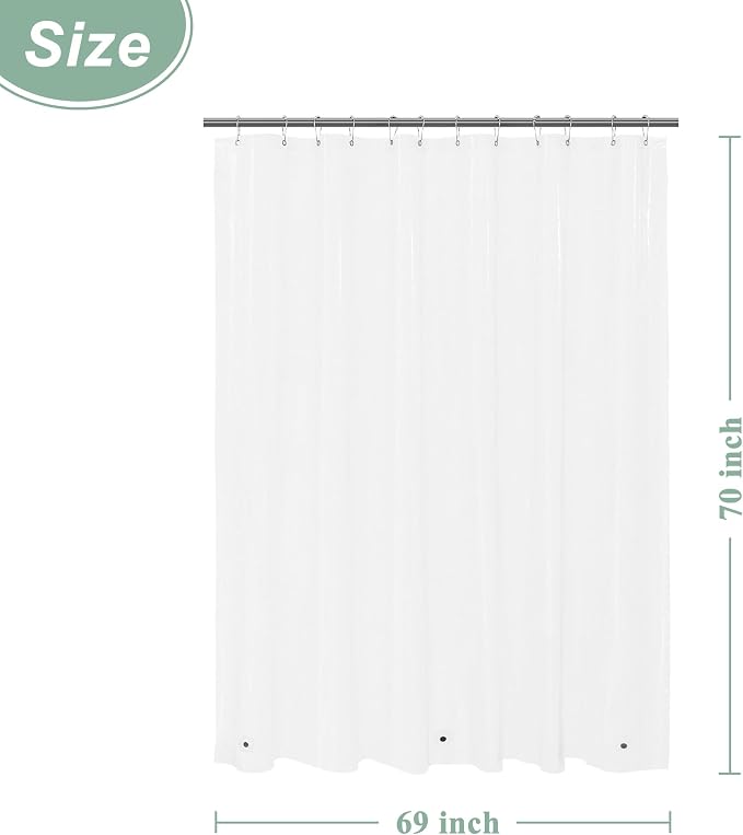Mrs Awesome Clear Shower Curtain Liner with 3 Magnets, 69x70 Premium Flexible Sturdy Plastic Shower Curtain for Bathroom Lightweight, Waterproof, Clear