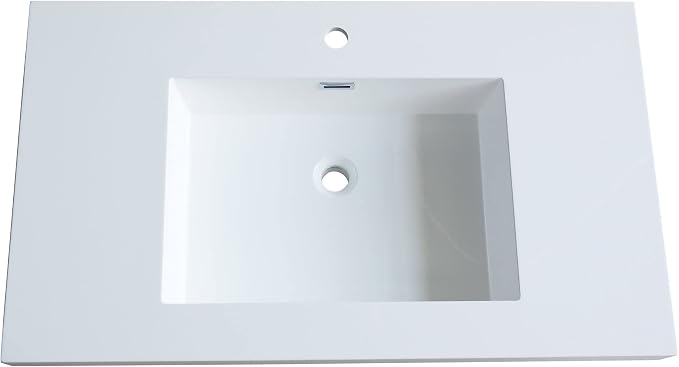 Dowell 37" Bathroom Sink,Single Bowl Vanity Basin,Rectangular Drop-In Bathroom Sink with Overflow,White-000 3722BP