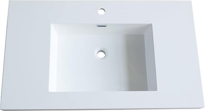 Dowell 37" Bathroom Sink,Single Bowl Vanity Basin,Rectangular Drop-In Bathroom Sink with Overflow,White-000 3722BP