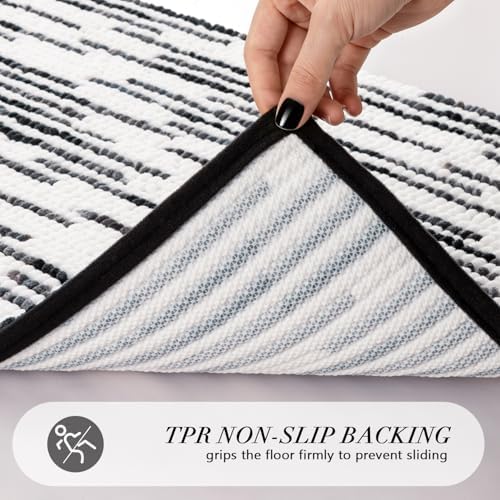 BSICPRO Bathroom Rugs Sets 2 Piece, Modern Bath Mat 20"x32"+16"x24", Black
