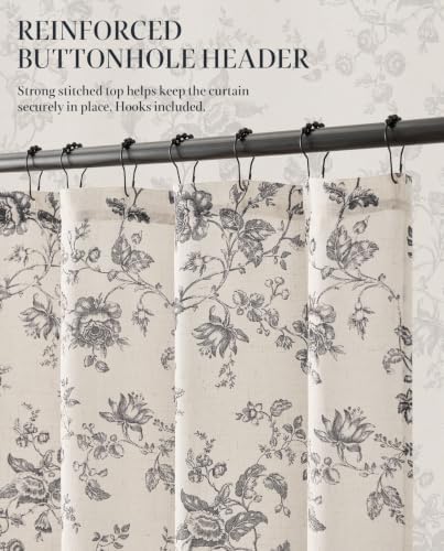 jinchan Linen Shower Curtain for Bathroom with 12 Hooks, Gray, 70x72