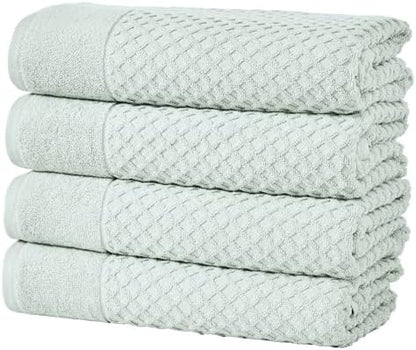 Great Bay Home Bath Towels - 100% Cotton 4 Pack 54x27 Bath Towel Set - Absorbent, Durable, Quick-Dry Towels for Bathroom (Pastel Blue)