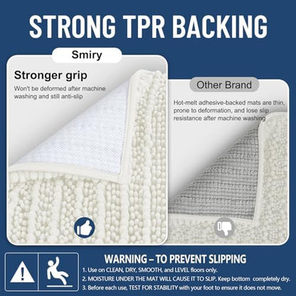 Smiry Bathroom Rugs 24X16, Extra Soft Rubber Backing Chenille Bath Mats