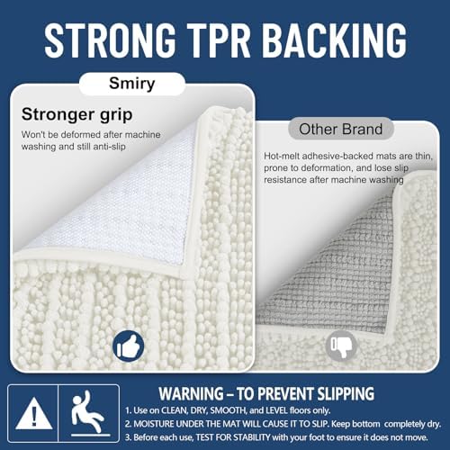 Smiry Bathroom Rugs 59X24, Extra Soft Rubber Backing Chenille Bath Mats