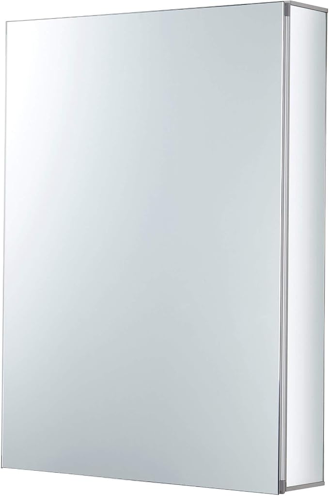 Bathroom Medicine Cabinet, Aluminum, Recessed/Surface Mount, 20" x 30", Right/Left Hinged, Mirrored Interior
