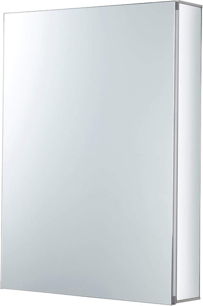 Bathroom Medicine Cabinet, Aluminum, Recessed/Surface Mount, 20" x 30", Right/Left Hinged, Mirrored Interior