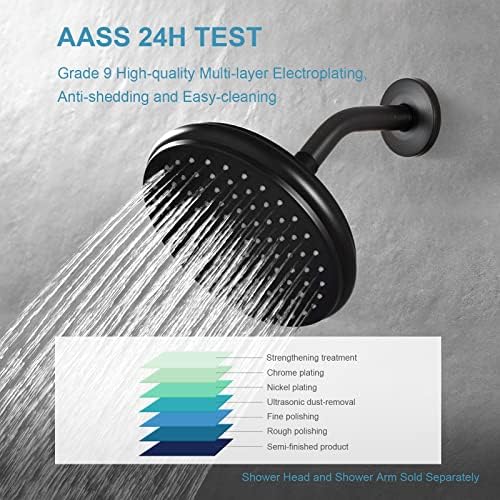 OFFO Shower Arm with Flange, 6 in Oil Rubbed Bronze Wall Mount Replacement Angle Shower Head Arm Wall-Mounted For Fixed Shower Head & Handheld Showerhead