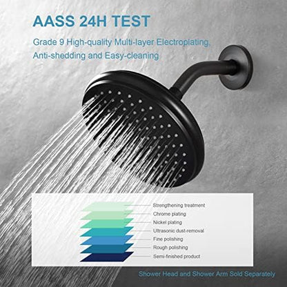 OFFO Shower Arm with Flange, 6 in Oil Rubbed Bronze Wall Mount Replacement Angle Shower Head Arm Wall-Mounted For Fixed Shower Head & Handheld Showerhead