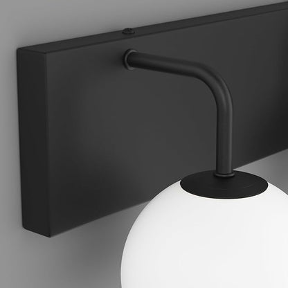 Tipace 3-Light Modern Black Bathroom Vanity Light Fixtures Over Mirror Mid Century Vanity Lights with Milk White Glass Globe Industrial Bath Lighting(Exclude Bulb)