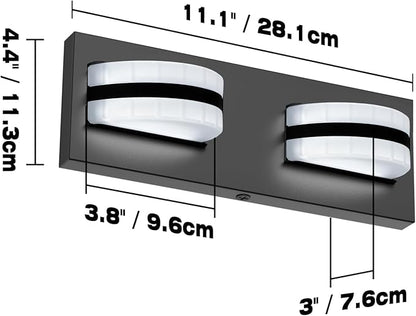 LED Bathroom Vanity Light, 360°Rotatable, 3CCT 2 Light, Black Modern Matte Bathroom Lighting Fixtures, Over Mirror Vanity Lights for Bedroom, Living Room, ETL Certified