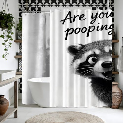 Extra Long Shower Curtain Grey Raccoon Clawfoot Tub, 108 x 72 in
