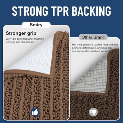Smiry Bathroom Rugs 36X24, Extra Soft Rubber Backing Chenille Bath Mats