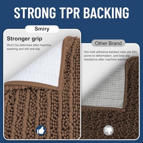 Smiry Bathroom Rugs 30X20, Extra Soft Rubber Backing Chenille Bath Mats
