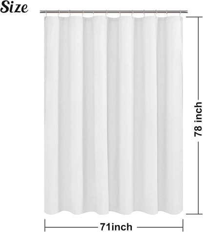 Embossed Microfiber Long Shower Curtain Liner 71 x 78, White | Machine Washable, Bottom Magnets, Water Repellent, 71x78 Inches Soft Fabric Shower Curtain for Bathroom