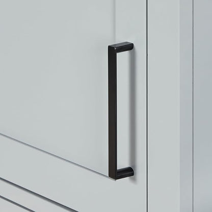 ARIEL Hepburn Bathroom Storage Cabinet - Solid Hevea Wood and Fully Assembled for Long-Lasting Durability and Sophisticated Finish, Freestanding Linen Bathroom Cabinet - 65”H x 20”W x 16”D, Grey