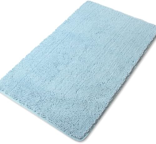 Yeaban Chenille Baby Blue Bathroom Rug 30"x50",Non-Slip Rubber Backing