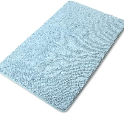 Yeaban Chenille Baby Blue Bathroom Rug 30"x50",Non-Slip Rubber Backing