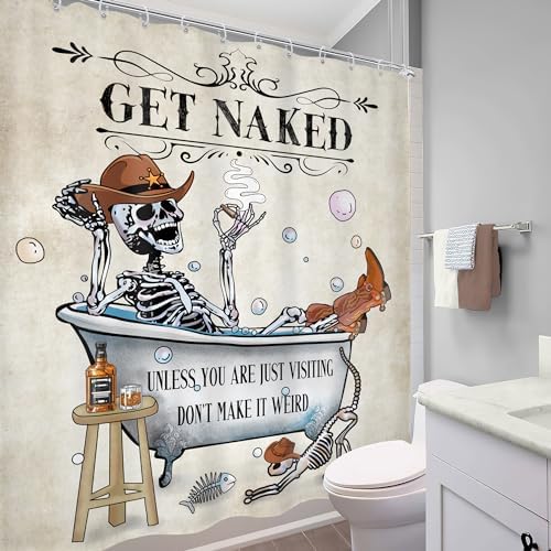 Halloween Western Cowboy Skull Skeleton Cool Gothic Bathroom Shower Curtain