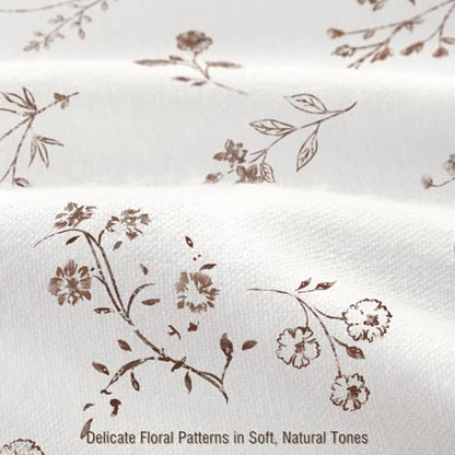Brown Floral Farmhouse Vintage Cotton Shower Curtain French Country 72Wx72H