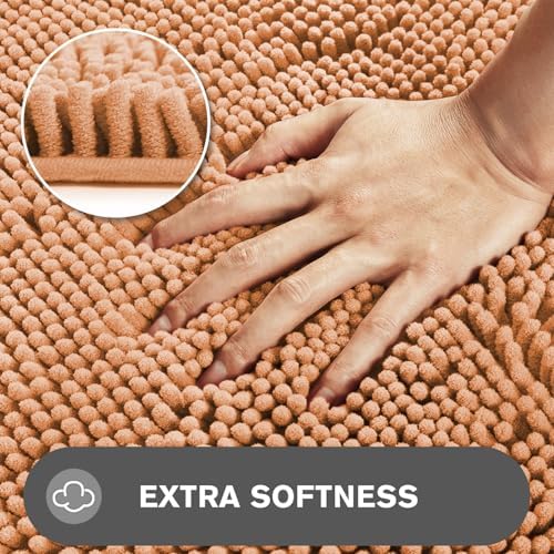 Bathroom Rugs 30 x 50 Inch – Extra Large Bath Mat | Absorbent and Washable Thick Chenille Bath Rugs Non-Slip Runner Rug for Bathroom, Shower, Tub(Peach)