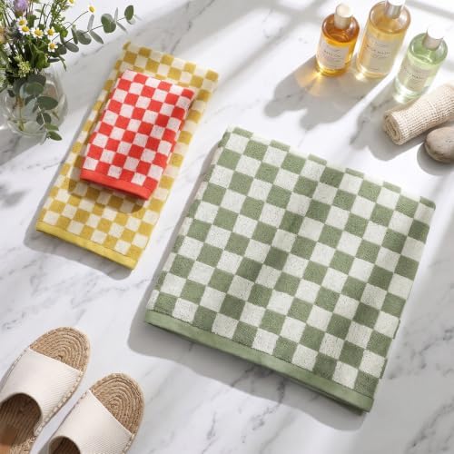 Hahafelt Decorative Bathroom Towel Set,Colorful,Checkered