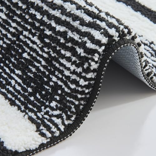 CozeCube Jet Black Striped 36"x24" Non Slip Washable Bath Mat