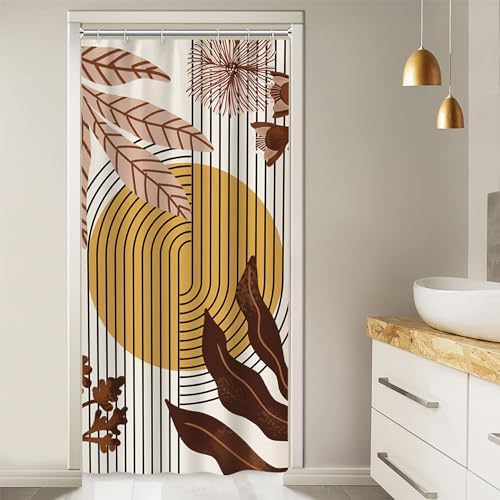Boho Brown Stall Shower Curtain with Hooks 36x72 Inch