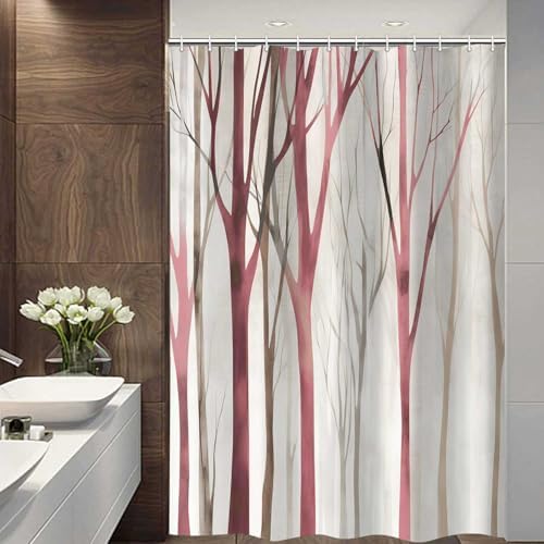 Birch Forest Abstract Shower Curtain Farmhouse Bathroom Decor 72X72 Inch