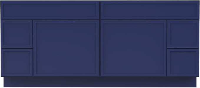 HomeBeyond 72 Inches Bathroom Vanity Base Cabinet Without Sink, Double Sink Top with Door & Soft Closing Drawers, Sturdy Floor Mounted Cabinet 2-Door 4-Drawer, Blue