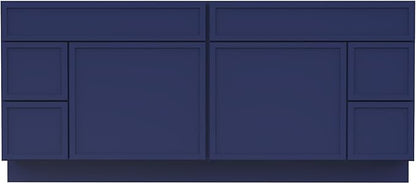 HomeBeyond 72 Inches Bathroom Vanity Base Cabinet Without Sink, Double Sink Top with Door & Soft Closing Drawers, Sturdy Floor Mounted Cabinet 2-Door 4-Drawer, Blue