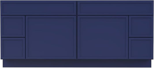 HomeBeyond 72 Inches Bathroom Vanity Base Cabinet Without Sink, Double Sink Top with Door & Soft Closing Drawers, Sturdy Floor Mounted Cabinet 2-Door 4-Drawer, Blue