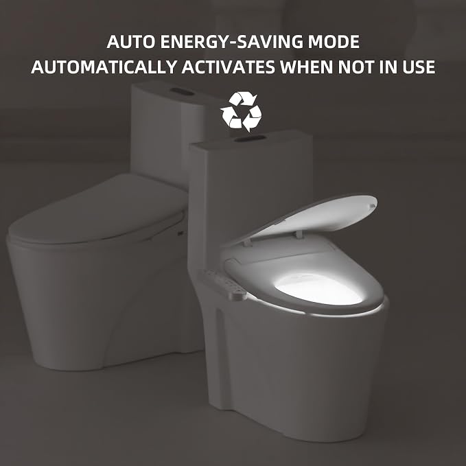 Aquatiz Elongated Smart Toilet Seat, Electronic Heated Toilet Seat, Self-Cleaning Nozzle, Temperature Controlled Wash, Air Dryer, Deodorizer, LED Light, Multi-mode Wash, (Panel Control)