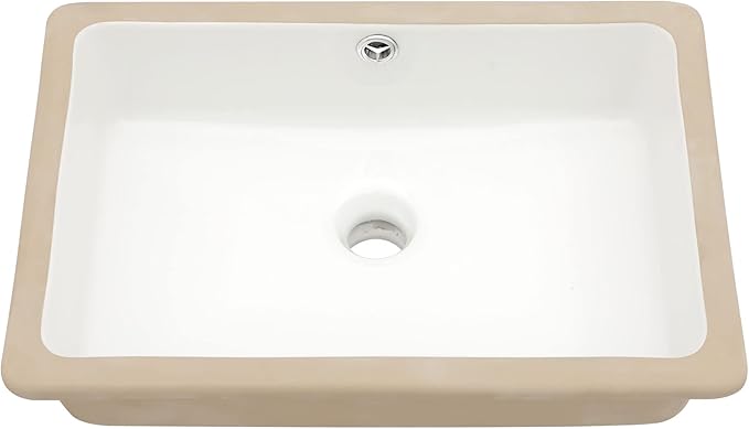 Dcolora Undermount Bathroom Sink Rectangle 18"x12" White Porcelain Ceramic Rectangular Vessel Sink Under Counter Lavatory Vanity Bath Sink Bowl Basin With Overflow