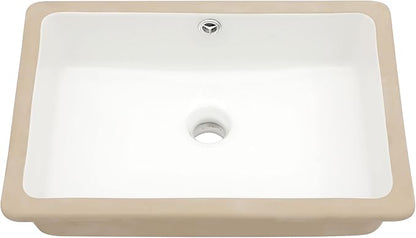 Dcolora Undermount Bathroom Sink Rectangle 18"x12" White Porcelain Ceramic Rectangular Vessel Sink Under Counter Lavatory Vanity Bath Sink Bowl Basin With Overflow