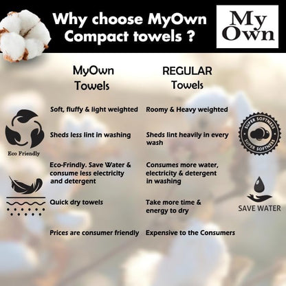 MyOwn Ultra Soft 6 Pack Cotton Towel Set, Contains 2 Bath Towels 28x55 inch, 2 Hand Towels 16x24 inch & 2 Wash Coths 12x12 inch, Ideal Everyday use, Compact & Lightweight - Light Grey