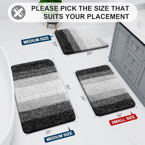 Arotive Microfiber Bathroom Rugs, Shaggy Soft Absorbent Bath Rug, 44x32