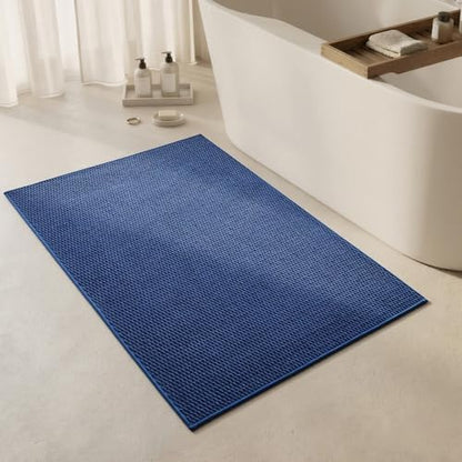 Triohero Large Bathroom Rugs Non Slip Washable Bath Rugs Super Absorbent Bathroom Rug Thin Quick Dry Low Pile Bath Mats, Navy Blue 36"x48"