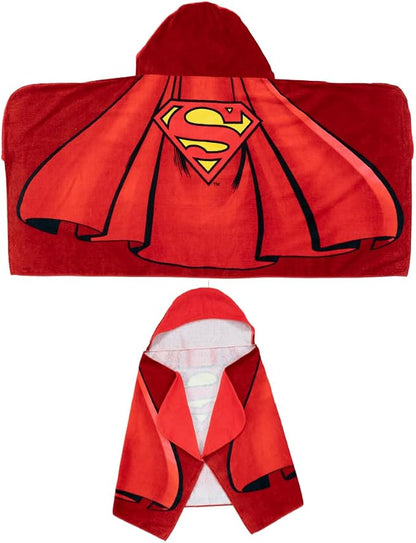 Franco Superman DC Comics Cape Kids Super Soft Bath/Pool/Beach Soft Cotton Terry Hooded Towel Wrap, 24 in x 50 in, (Officially Licensed Product)