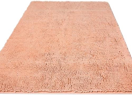 Yeaban Chenille Dusty Pink Bathroom Rug 36"x60",Non-Slip Rubber Backing