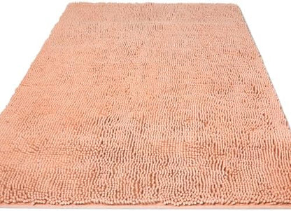 Yeaban Chenille Dusty Pink Bathroom Rug 36"x60",Non-Slip Rubber Backing