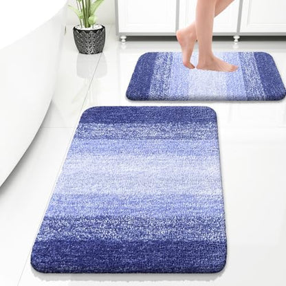 OLANLY Micorfiber Bathroom Rug Set 2 Piece, 30"x20"+24"x16"