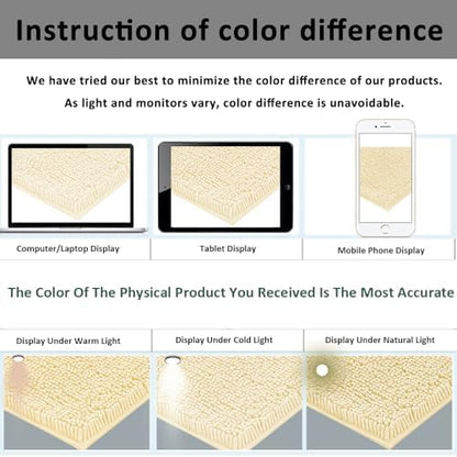 Bathroom Rugs Sets 2 Piece Plush Chenille Bath Rugs Non-Slip Bath Mats Absorbent Shaggy Rugs,Bathtub Mat,Bathroom Mats,Washable Bathroom Carpet for Tub, Shower,Washroom-32x20 + 24x16 Light Cream