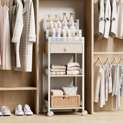 Plaviya Bathroom Storage and Organizer with Drawer, Makeup Cart 13in