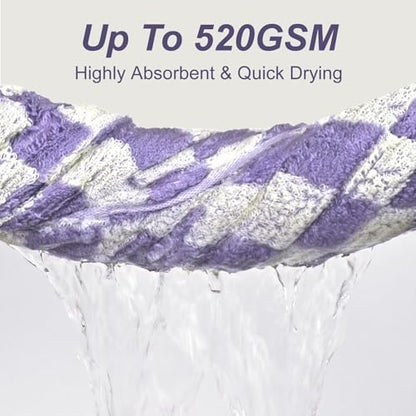 Shower Towels for Bathroom 27.5x55 Inches - Cute Checkered Towel Sets Lilac